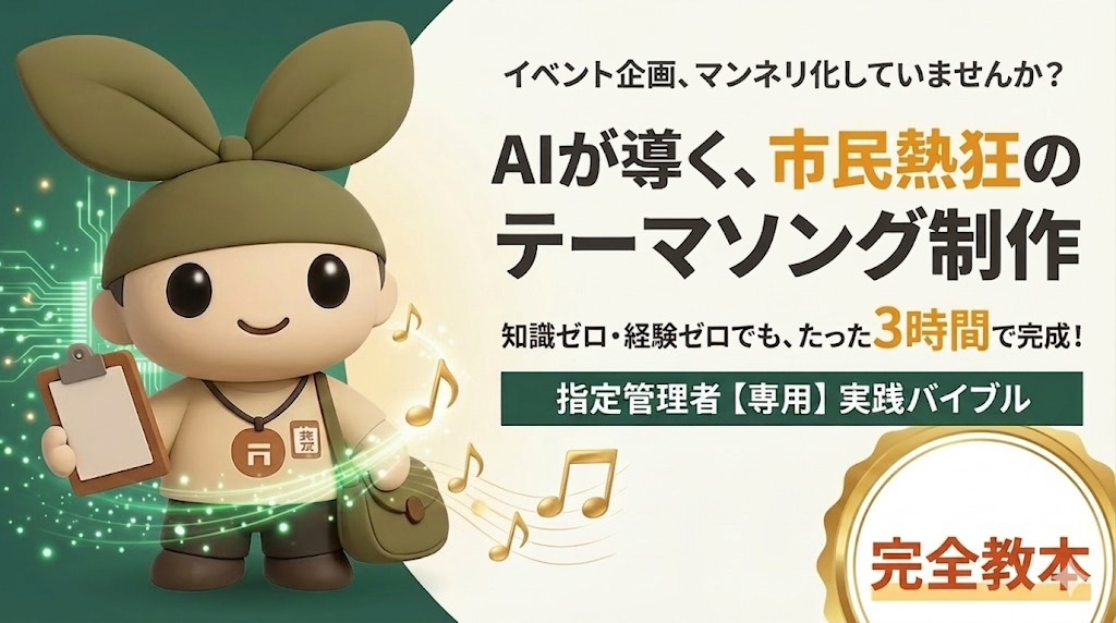 公共施設のテーマソングを住民とつくる! AI音楽生成「Suno」活用テーマソング制作ワークショップ完全マニュアル ~指定管理者のための住民協働プログラム実践ガイド~