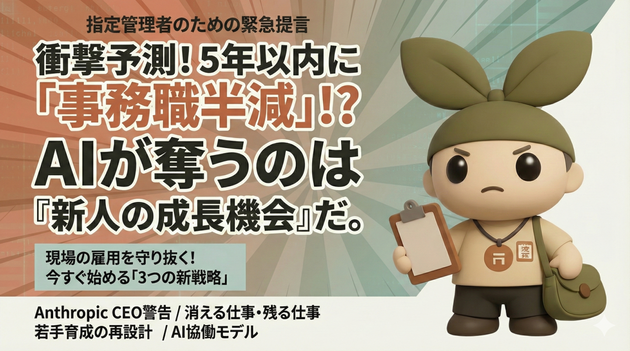 AIが奪う仕事、守る雇用。指定管理の現場はどう変わるのか?―5年以内に半分の事務職がなくなる未来への備え方